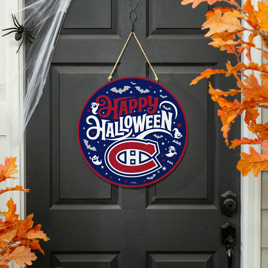 Team Sports America Exclusive - Montreal Canadiens Halloween Round Door Décor with Hanging Rope, 18x18