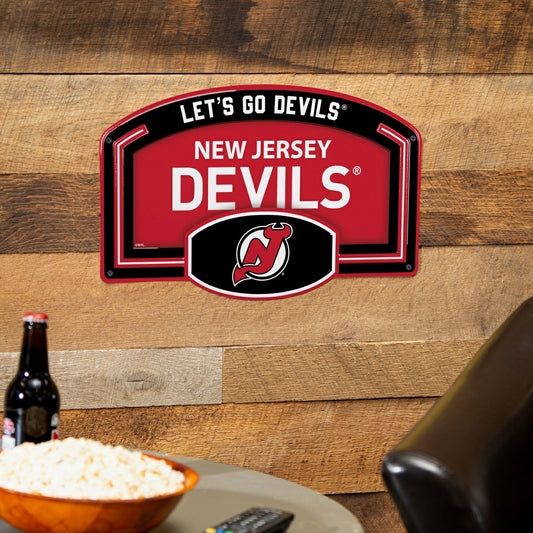 Team Sports America Best Seller - New Jersey Devils USA Embossed Steel Wall Sign, 11" x 17"