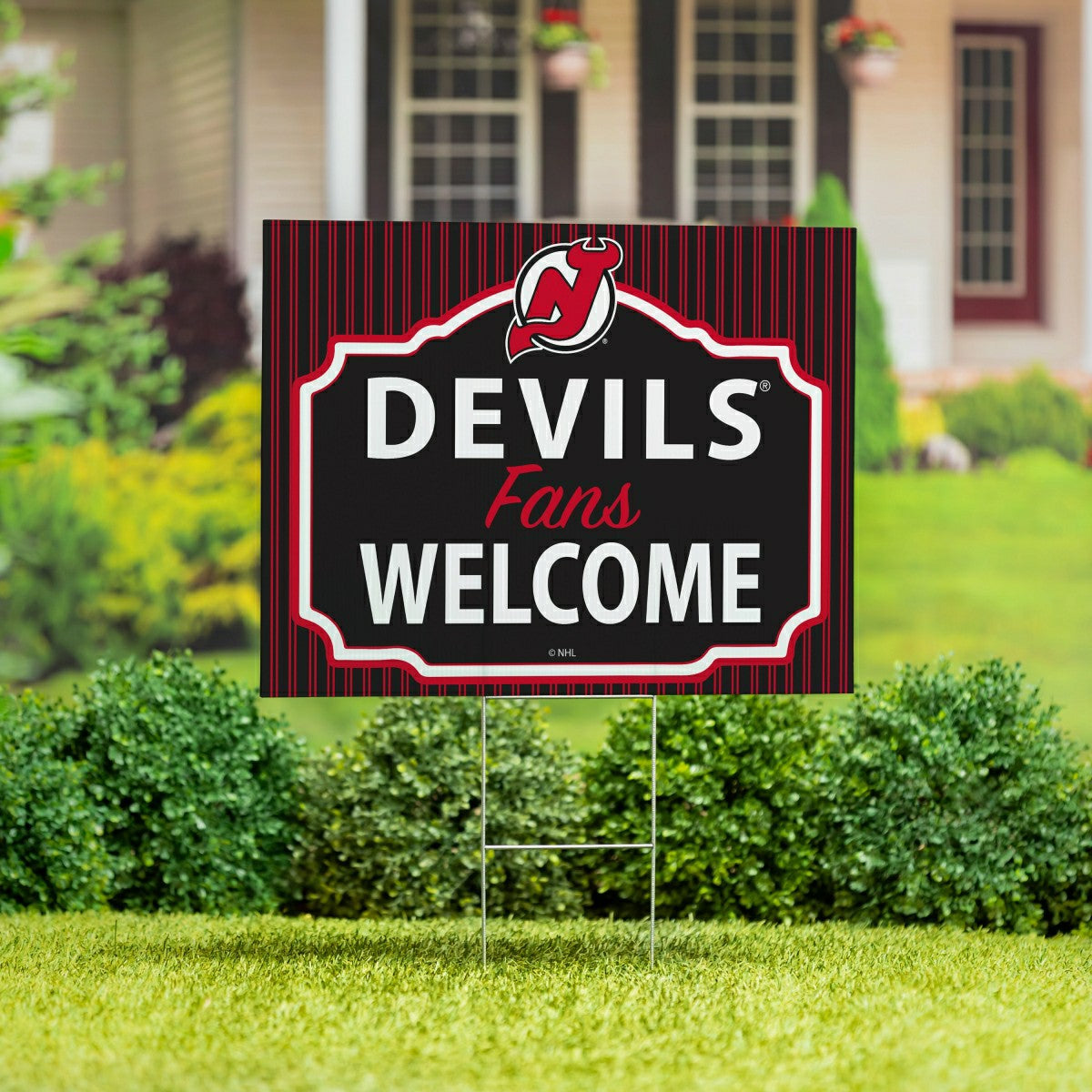 Team Sports America Recommended - New Jersey Devils Coroplast Yard Sign, "Fans Welcome"