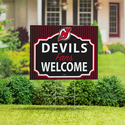Team Sports America Recommended - New Jersey Devils Coroplast Yard Sign, "Fans Welcome"