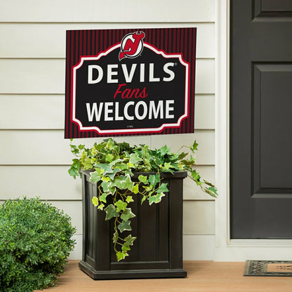 Team Sports America Recommended - New Jersey Devils Coroplast Yard Sign, "Fans Welcome"
