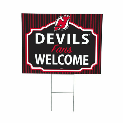 Team Sports America Recommended - New Jersey Devils Coroplast Yard Sign, "Fans Welcome"