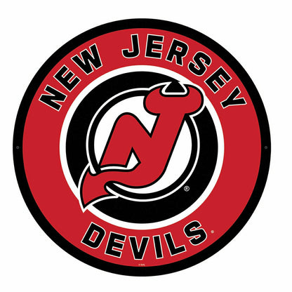 Team Sports America Recommended - LED Wall Decor, Round, New Jersey Devils