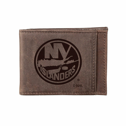 Team Sports America Signature - Front Pocket Wallet w/ RFID Blocking, New York Islanders, Brown