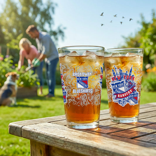 Team Sports America Value - New York Rangers 16oz Glass pint, Set of 2