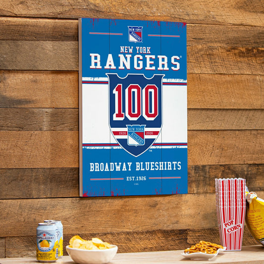 Team Sports America Best Seller - New York Rangers,100 Anniversary Wood Wall Sign, 16x24