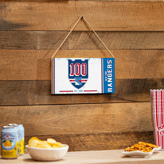 Team Sports America Recommended - New York Rangers,100 Anniversary Wood Wall Sign, 6x11