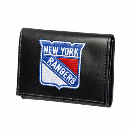 Team Sports America Trending - New York Rangers Black Tri-Fold Embroidered Wallet w/ RFID Blocking