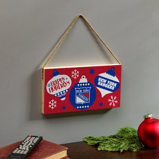 Team Sports America Exclusive - New York Rangers Holiday Wood Wall Sign, 6x11