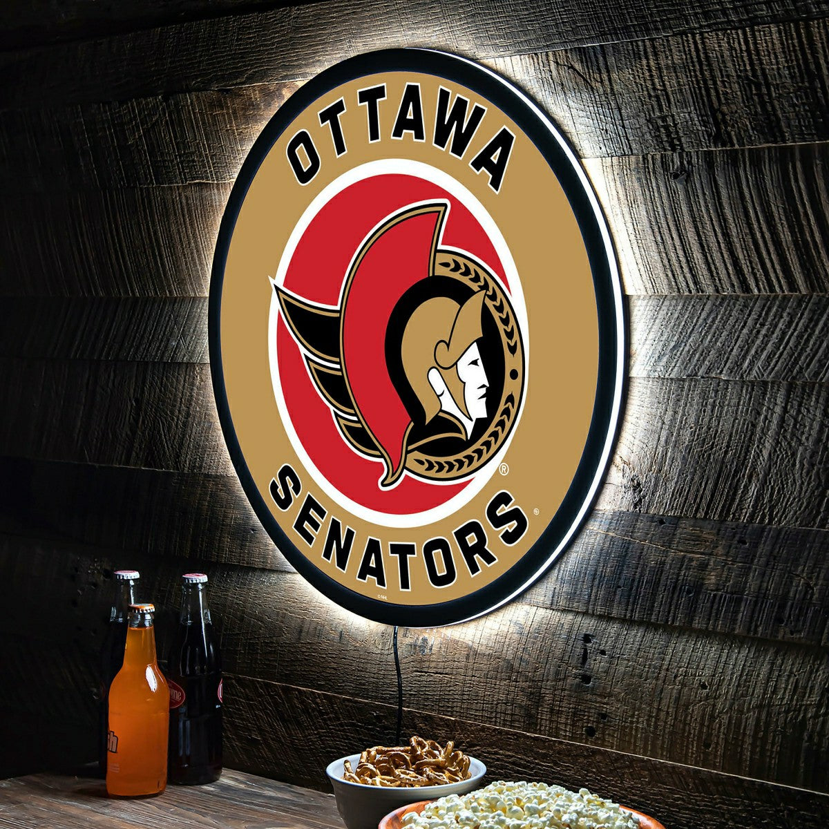 Team Sports America Essential - LED Wall Decor, Round, Ottawa Senators