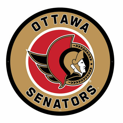 Team Sports America Essential - LED Wall Decor, Round, Ottawa Senators