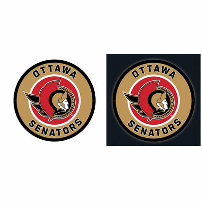 Team Sports America Essential - LED Wall Decor, Round, Ottawa Senators