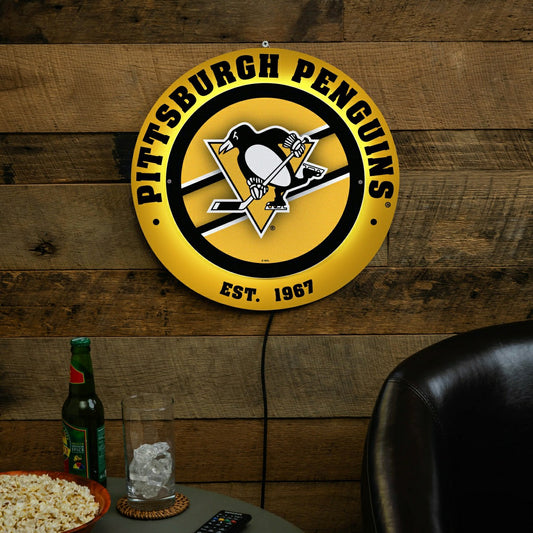 Team Sports America Best Seller - Pittsburgh Penguins, Metal Lite, Round