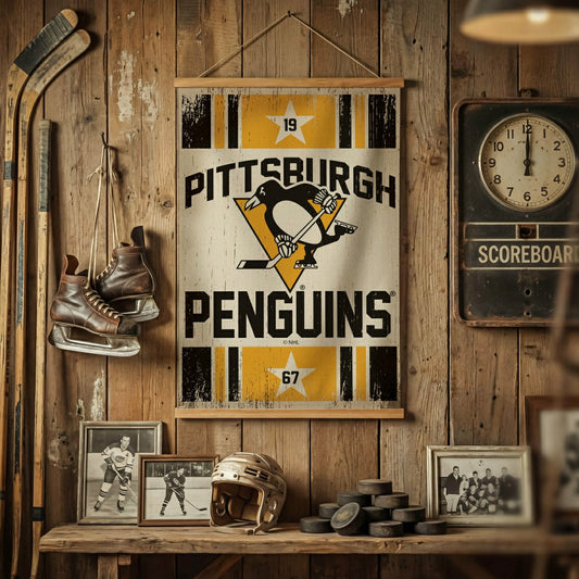 Team Sports America Signature - Pittsburgh Penguins, Canvas Wall Tapestry, Medium, 36x24