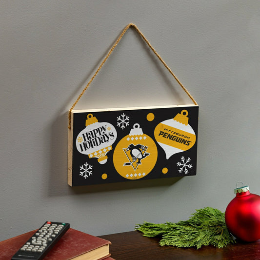 Team Sports America Everyday - Pittsburgh Penguins Holiday Wood Wall Sign, 6x11