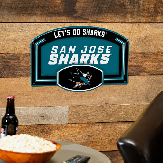 Team Sports America Recommended - San Jose Sharks USA Embossed Steel Wall Sign, 11" x 17"