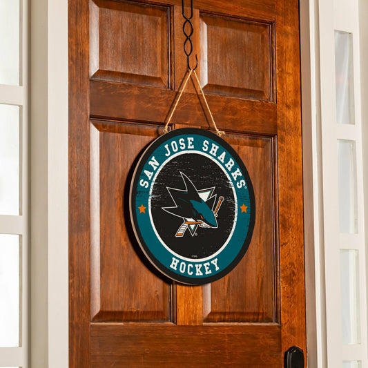 Team Sports America Classic - San Jose Sharks Round Door Décor with Hanging Rope, 18x18