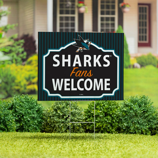 Team Sports America Exclusive - San Jose Sharks Coroplast Yard Sign, "Fans Welcome"