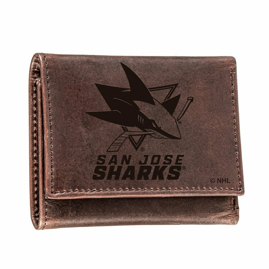 Team Sports America Signature - San Jose Sharks, Tri-Fold Wallet, Brown, CH, 100% Genuine Leather
