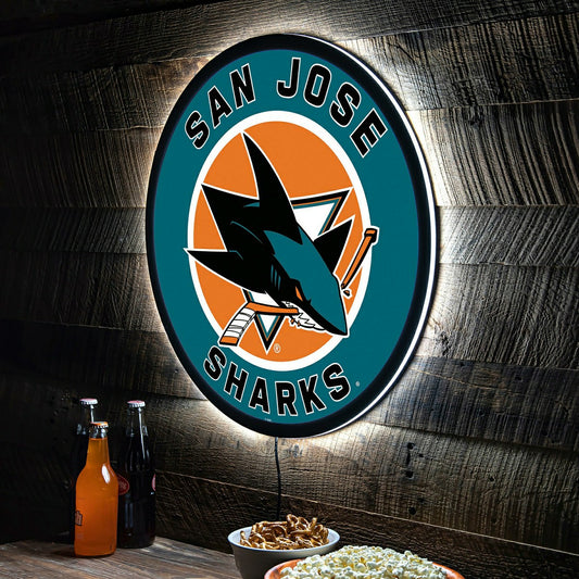 Team Sports America Best Seller - LED Wall Decor, Round, San Jose Sharks