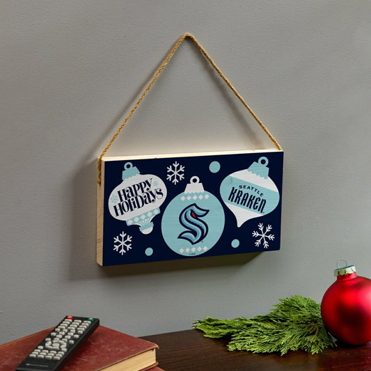 Team Sports America Value - Seattle Kraken Holiday Wood Wall Sign, 6x11