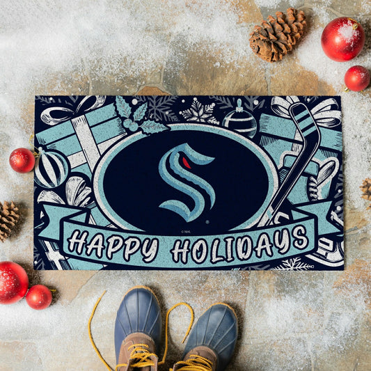Team Sports America Signature - Seattle Kraken Holiday PVC Mat, 28"x16"