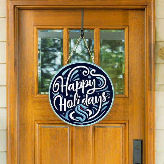 Team Sports America Recommended - Seattle Kraken Holiday Round Door Décor with Hanging Rope, 18x18