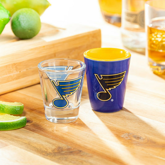 Team Sports America Everyday - St Louis Blues 4-Piece Ceramic and Glass 2oz. Shot Glass Set
