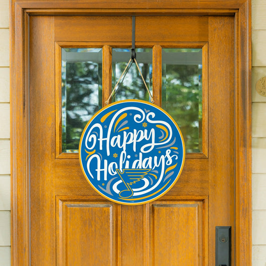 Team Sports America Everyday - St Louis Blues Holiday Round Door Décor with Hanging Rope, 18x18