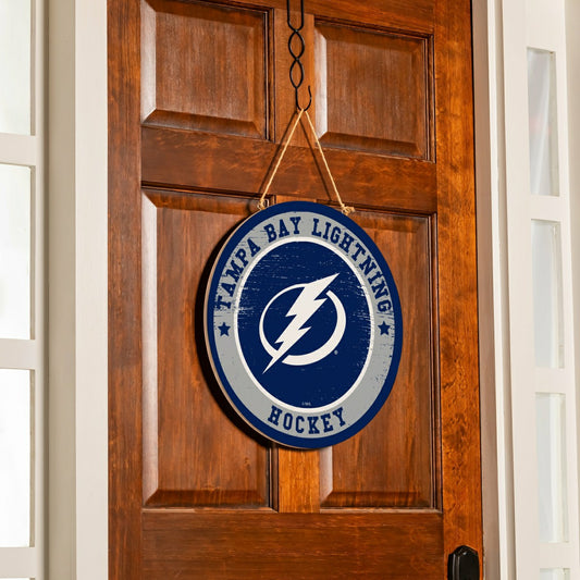 Team Sports America Recommended - Tampa Bay Lightning Round Door Décor with Hanging Rope, 18x18