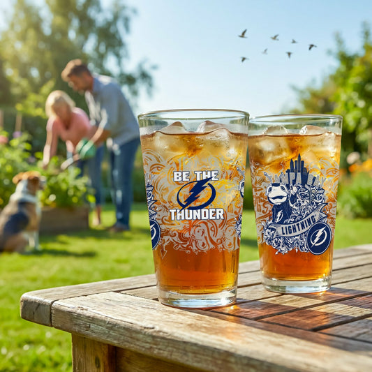 Team Sports America Essential - Tampa Bay Lightning 16oz Glass pint, Set of 2