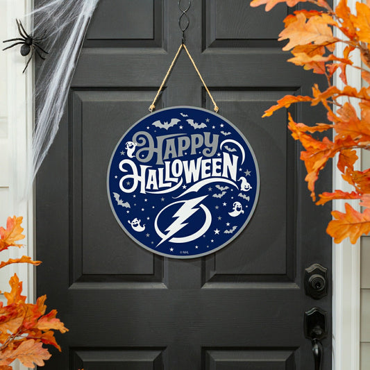 Team Sports America Essential - Tampa Bay Lightning Halloween Round Door Décor with Hanging Rope, 18x1