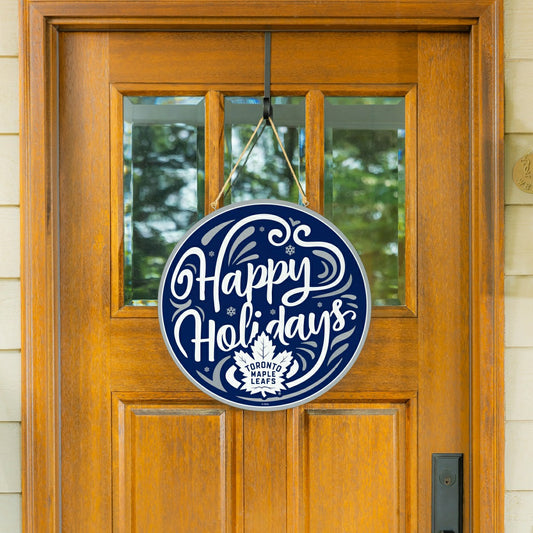 Team Sports America Everyday - Toronto Maple Leafs Holiday Round Door Décor with Hanging Rope, 18x18