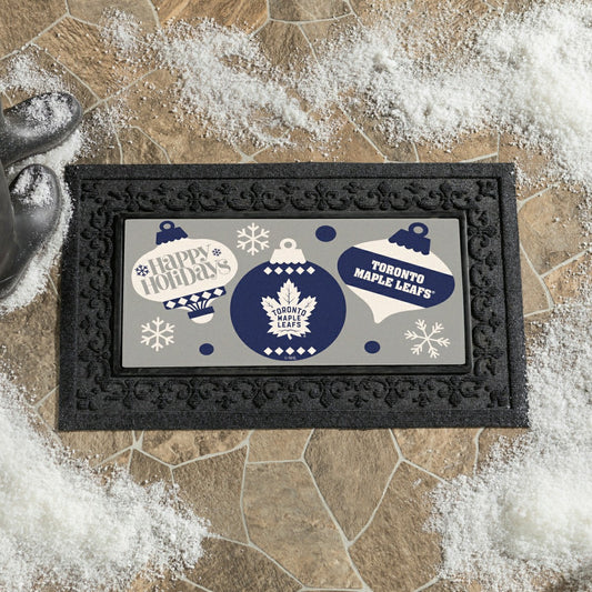 Team Sports America Trending - Toronto Maple Leafs Holiday Flocked Coir Sassafras Switch Mat, 22"x10"