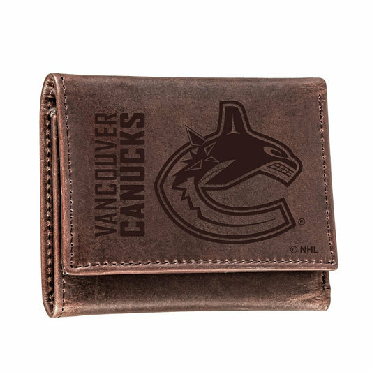 Team Sports America Trending - Vancouver Canucks, Tri-Fold Wallet, Brown, CH, 100% Genuine Leather