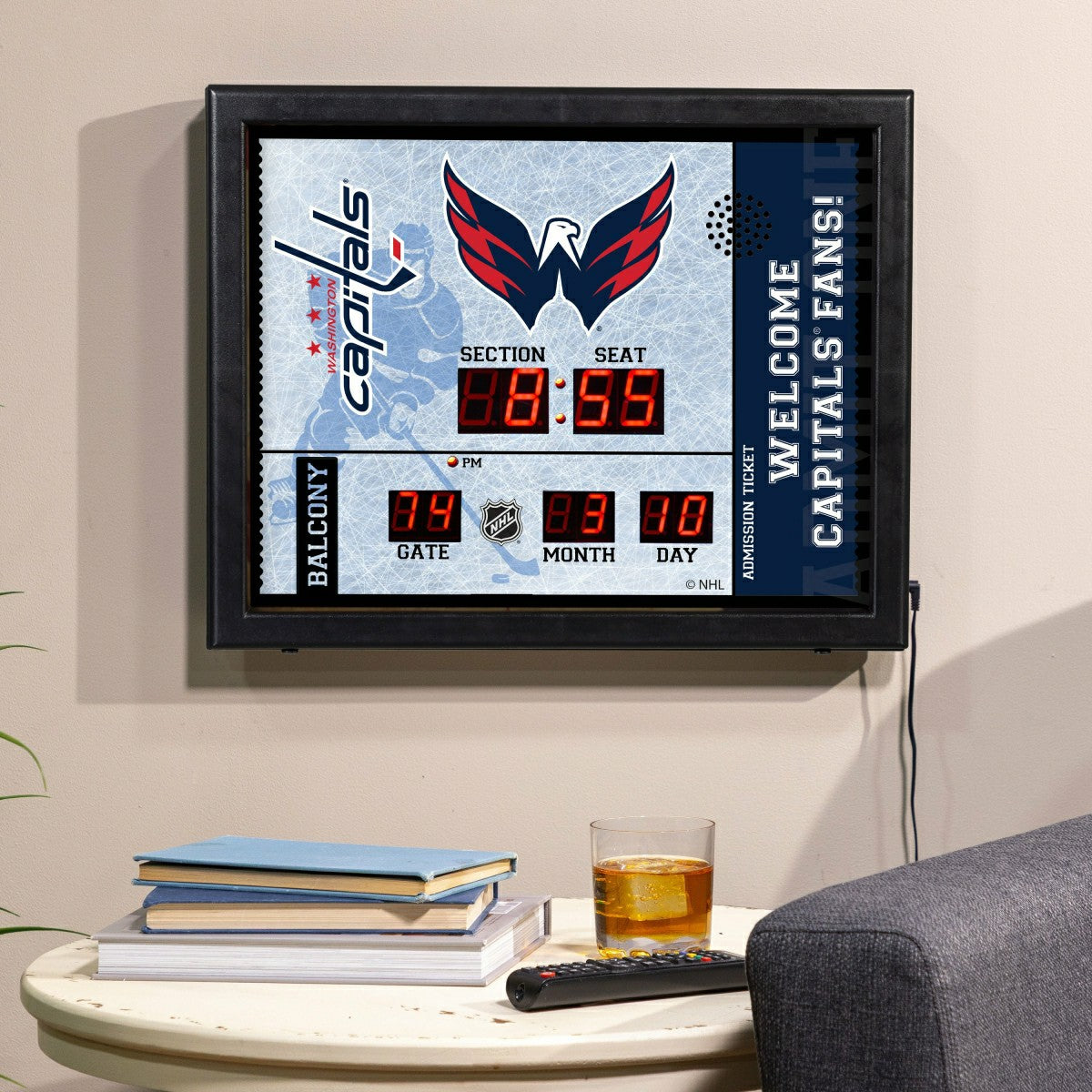 Team Sports America Exclusive - Bluetooth Scoreboard Wall Clock, Washington Capitals