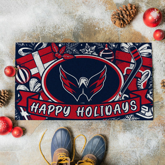 Team Sports America Best Seller - Washington Capitals Holiday PVC Mat, 28"x16"