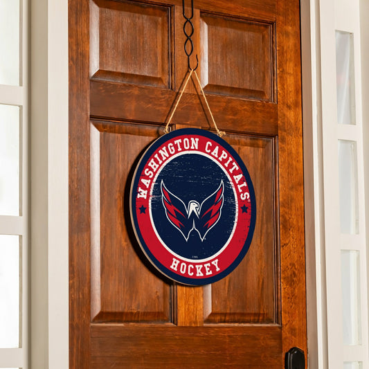 Team Sports America Essential - Washington Capitals Round Door Décor with Hanging Rope, 18x18
