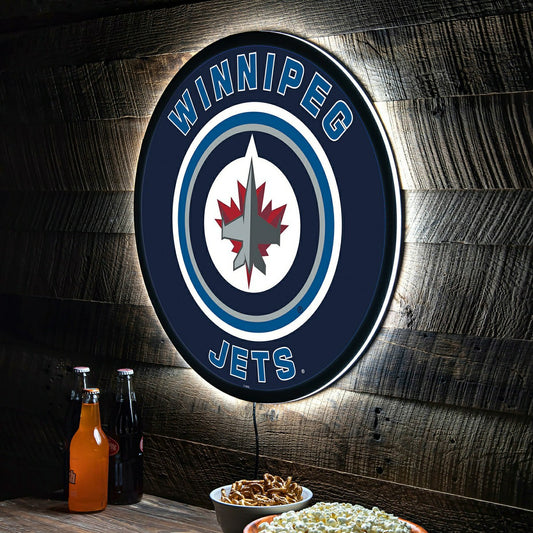 Team Sports America Recommended - LED Wall Decor, Round, Winnipeg Jets