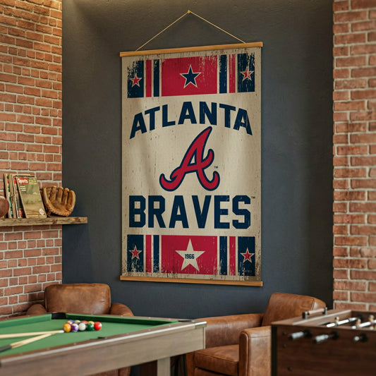 Team Sports America Value - Atlanta Braves, Canvas Wall Tapestry, Large, 54x36