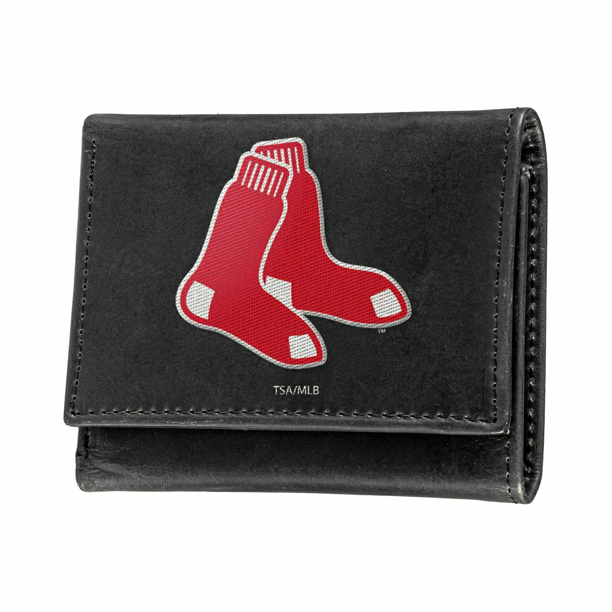 Team Sports America Trending - Boston Red Sox Black Tri-Fold Embroidered Wallet w/ RFID Blocking