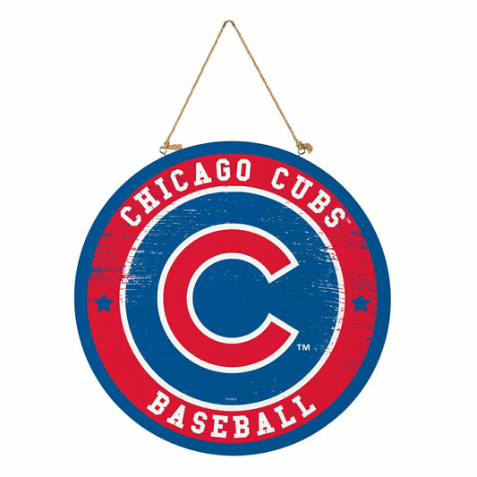 Team Sports America Signature - Chicago Cubs Round Door Décor with Hanging Rope, 18x18