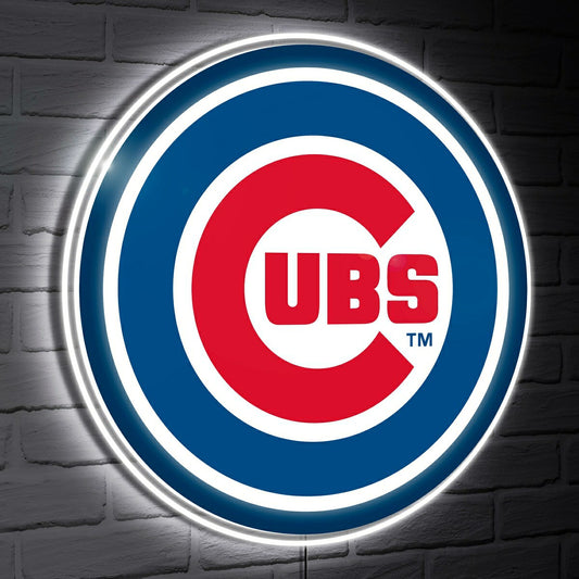 Team Sports America Exclusive - Chicago Cubs LED Wall Decor, Glazelite, Logo