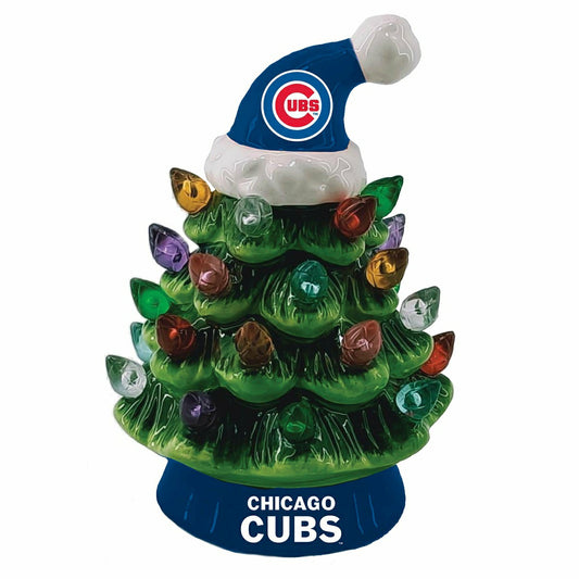 Team Sports America Signature - Chicago Cubs 8" LED Ceramic Christmas Tree