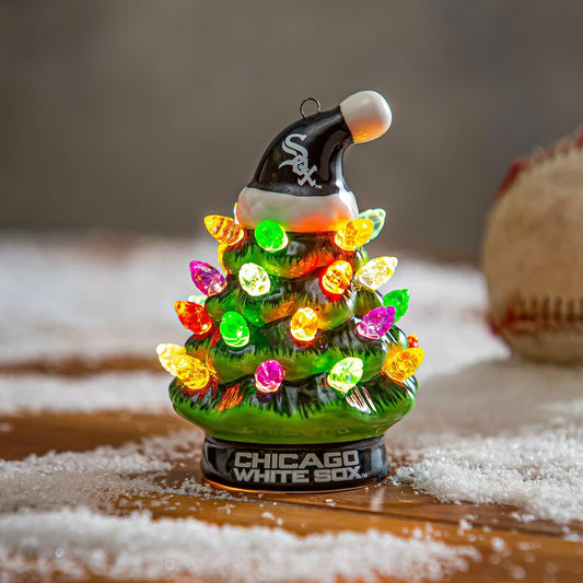 Team Sports America Value - Chicago White Sox 4" Mini LED Tabletop Christmas Tree, Set of 2