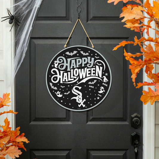 Team Sports America Exclusive - Chicago White Sox Halloween Round Door Décor with Hanging Rope, 18x18