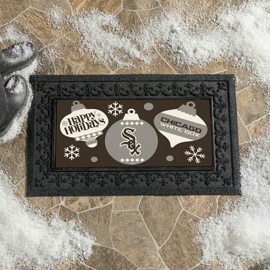Team Sports America Classic - Chicago White Sox Holiday Flocked Coir Sassafras Switch Mat, 22"x10"