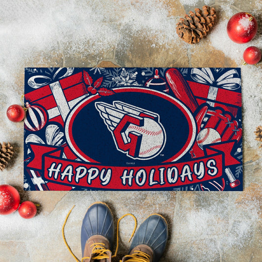Team Sports America Signature - Cleveland Guardians Holiday PVC Mat, 28"x16"