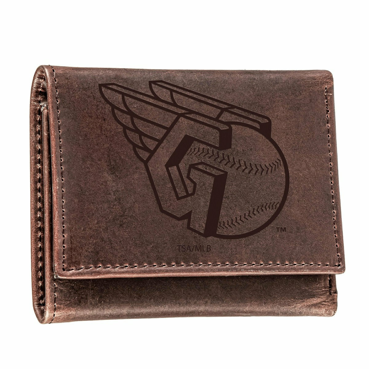 Team Sports America Classic - Cleveland Guardians Tri-Fold Wallet Brown 100% Genuine Leather
