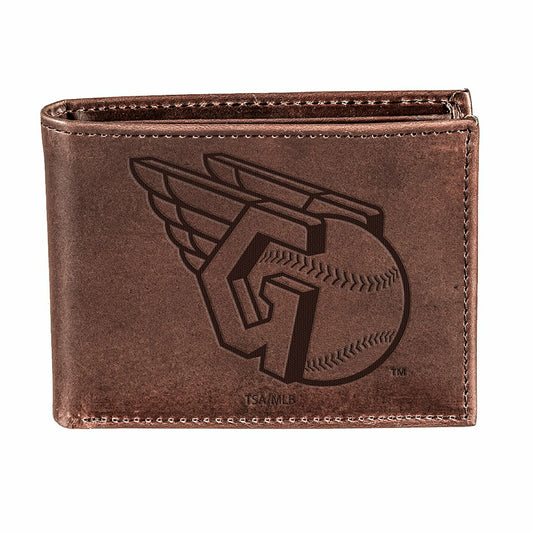 Team Sports America Essential - Cleveland Guardians Bi-Fold Wallet Brown 100% Genuine Leather